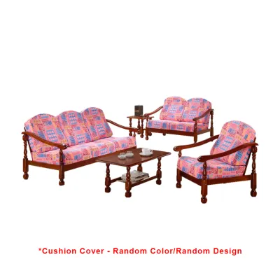 Living Mall Jewel Living Room Set 4 Wooden Sofa Set Removable Fabric Covers with Coffee Table