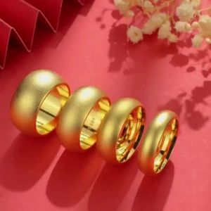 【Ship in 24H】戒指 ring 越南沙金情侣戒指 古法素圈磨砂男女金店轻奢对戒七夕礼物