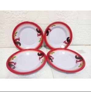 PIRING MOTIF AYAM - PIRING ENAMEL JADUL - PIRING MOTIF BUNGA