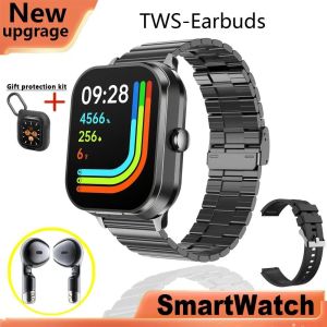 2025 ใหม่สำหรับนาฬิกา HuaWei นาฬิกาชาย TWS 2-in-1 สมาร์ทนาฬิกา 2.01 นิ้ว HD จอขนาดใหญ่กันน้ำหัวใจอัตราการเต้นเลือดออกซิเจนบลูทู ธ หูฟัง