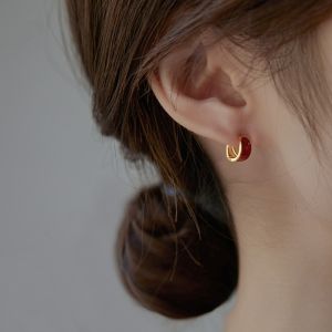 XUNXUAN Trendy Fairy Dripping Oil Autumn Fashion Luxury Round Korean Style Earrings Sweet Ear Buckle Women Earrings