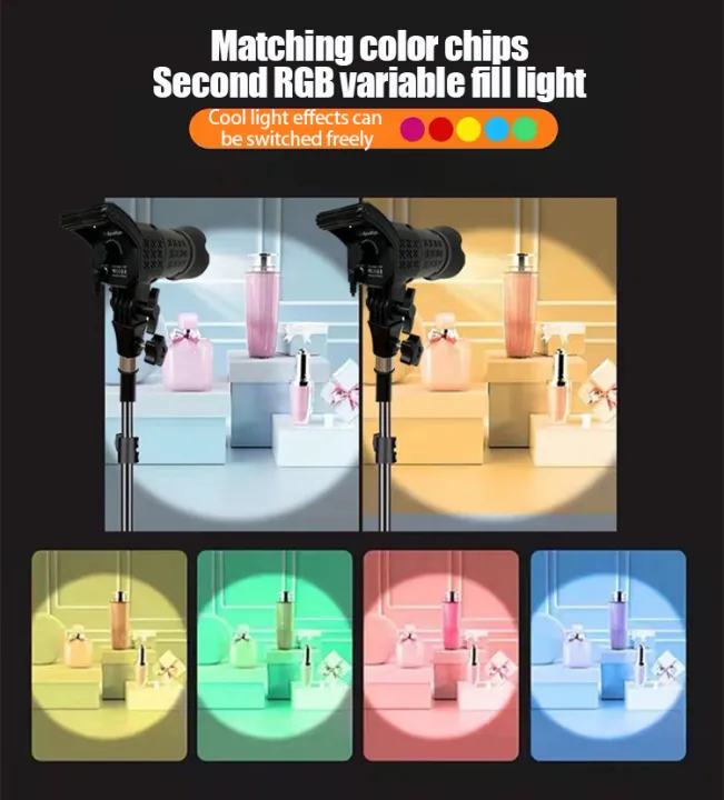 FSD-168 24W RGB Spotlight Lights Color Studio Lens Zoom Continuous Photography COB Lighting