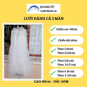 Lưới bắt cá sông 3 màn CAO 80cm DÀI 60m then 2 then 2.5 then 3 then 3.5 then 4 then 5 đánh cá rô phi rô đồng diếc cá chép từ cá nhỏ đến cá to ở sông hồ ao suối . có giá bán tốt nhất trên thị trường ạ .