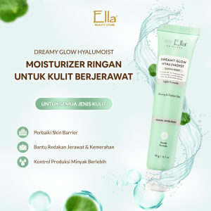 Ella Skincare Dreamy Glow Hyalumoist Gentle Moisturizer With Centella Asiatica Ceramide NP - Wajah Glowing Lembab Berkilau