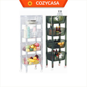 【COZYCASA】3 Tier & 4 Tier Transparent Movable Storage Kitchen Rack with Wheels / Cloud Trolley