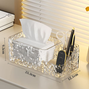 Elegant Nordic Water Ripple Design Tissue Box Holder with Napkin Dispenser and Remote Control Storage