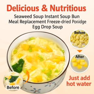 Instant vegetable soup packet meal replacement freezedried seaweed egg drop soup