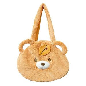 Túi tote hoạt hình Gấu Đính Lá size lớn có khóa kéo hottrend độc lạ siêu đáng yêu