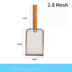 Cat Litter Stainless Steel Cat Poop Shovel Pet Cleaning Tool with Wooden Handler