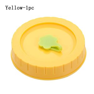 NOBLELUX 1/4Pcs Nhựa Kho lương thực Rò rỉ bằng chứng Nắp đóng hộp Mason Jar Nắp Jar Caps Với lỗ rơm