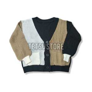 Norifumi Kombinasi Rajut Anak-Anak / Cardygan 3 Tone / Cardigan helen Korea Style Rajut / Cardigan Rajut Import / Kardigan Rajut Anak-Anak / Cardigan Rajut Wanita Tebal  / Sweater Cewek Anak-Anak / Sweater 2022 Kekinian Viral Cewek
