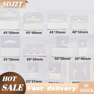 SDJZT 100pcs PVC Slot Hole Adhesive Hang Tags Hook Merchandise Box Bag Hangers Display