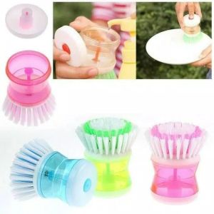 [Local Delivery] Kitchen Hydraulic Wash Pot Dish Brush Washing Utensils with Washing Up Liquid Soap Dispenser Household Cleaning