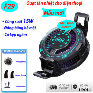 Quạt Tản Nhiệt Điện Thoại Sò Lạnh F29 có màn hình hiển thị nhiệt độ Led RGB Gaming Công Suất 15W đóng băng