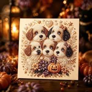 GENENIC Canvas Decoration Diamond Painting Kit 2D Flat Printing Rhinestone Craft DIY Craft Set Art Gift Cute Spooky Imitation Pearl Art Kit Halloween Craft