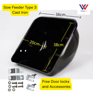 Sow feeder for pig with door locks and accessories 304 Steel Sow Feeder on Farrowing Crate Livestock stainless steel pig