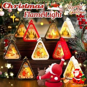 Christmas Flame Light Vintage LED Santa Claus Lantern Desktop Night Light Home Decor For Xmas