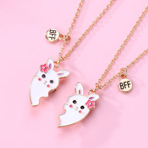 👭BFF necklace for friendship 2 Best Friends Necklace gifts ideas for women Girls Cute Rabbit Pendant 18k gold pawnable necklace stainless steel necklaces aesthetic magnetic necklace for bff 2 heart necklace Jewelry Women Fashion Strand Necklaces