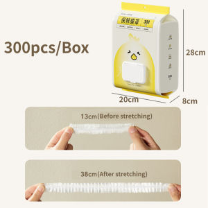 300pcs Disposable Plastic Cling Film Thickened Dustproof Elastic Food Bowl Cover Kitchen Supplies