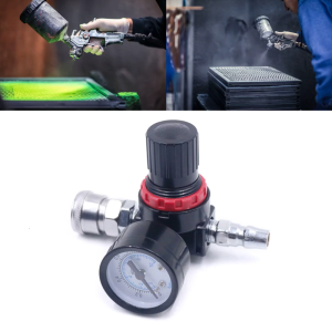 1/4” Air Flow Regulator Lightweight Air Compressor Regulator with Gauge Controls Air Flow for Air Tools Easy Installs