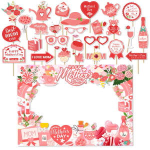 Mothers Day Florals Photo Props with Picture Frame Mom Gift Party Supplies Elegant Photography Decoration Accessories