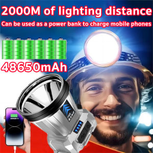 SuperCharger 2000M Long-Range LED Headlamp with USB Power Bank for Outdoor Camping & Hiking