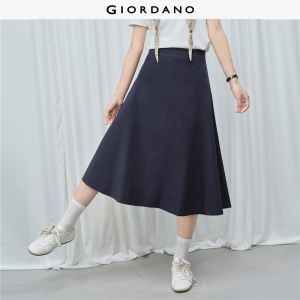 Giordano Beau Monde Women 100% cotton a-line midi skirt Free Shipping 13466333