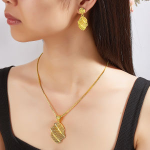 Sequito cao quý hiện đại cô dâu mạ Vàng Bộ trang sức hình con bướm Mặt dây chuyền dài vòng cổ quyến rũ Bông tai kiểu treo lủng lẳng món quà đính hôn sj429