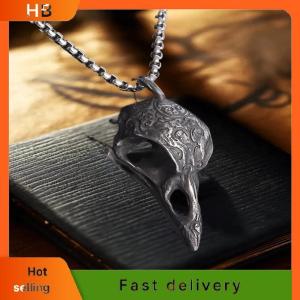 HB Retro Nordic Style Crow Skull Pendant Animal Bird Necklace For Men Personalized Jewelry Lucky Amulet Gift