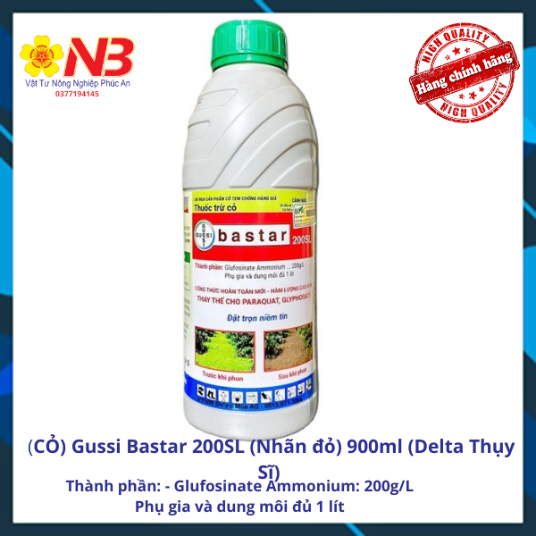 (CỎ) Gussi Bastar 200SL (Nhãn đỏ) 900ml (Delta Thụy Sĩ) Trừ cỏ mần trầu ...