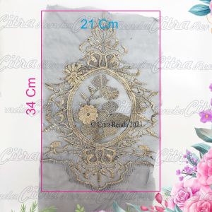 (Per Pcs) AP532 Aplikasi Dada / Aplikasi Bordir Warna Gold Muda