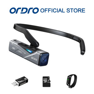 ORDRO EP7 4K Head-Mounted Video Camera 60FPS Camcorder FPV Wearable Vlogging Camera with Card Reader 64G Micro Card Build-in 1000mAh Rechargeable Battery
