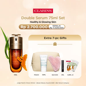 [Clarins Set] New Double Serum 75ml (Serum Anti Aging) Gratis 7 Hadiah - anti aging face serum / serum anti penuaan dan kerutan  wajah glowing  kenyal untuk semua jenis kulit