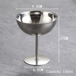 OKKFINE Stainless Steel Ice Cream Cup High Base Retro Style Salad Goblet Ice Cream Pudding High Foot Dessert Cup Kitchen Tableware