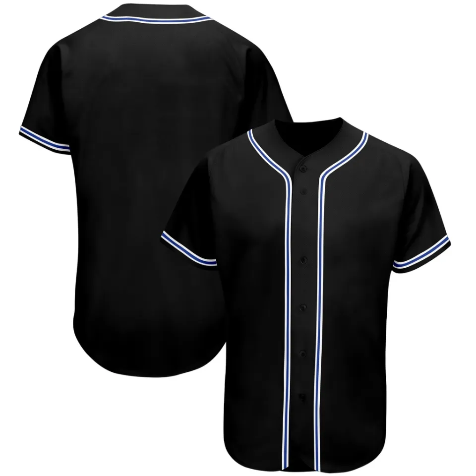 Plain black best sale baseball jersey