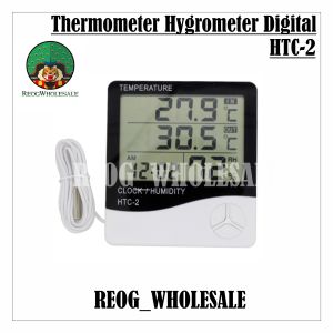 HTC-2 Thermometer Hygrometer Digital Higrometer Termometer Ruangan Clock Temperature Humidity