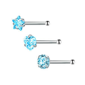 ZS 20G 3-12Pcs/lot Stainless Steel Nose Stud Set for Women Cz Crystal Nose Piercings Silver Gold Palted Body Piering Jewelry for Nose Piercing