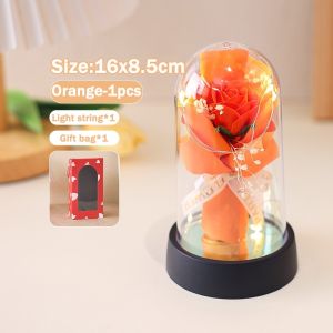 LED Light Rose in Glass Dome on Wooden Base Artificial Flower Lamp Galaxy Rose Valentines Gifts