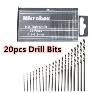 (0.3-1.6mm) 20pcs Mini Drill Bits Set Micro HSS Twist Drill Bits Precision Hand Drill Tools set for Model Craft Hobby