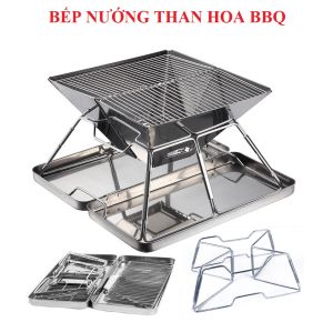 Bếp Nướng Than Hoa Inox Chữ Nhật Thiết kế tháo rời dễ dàng mang đi du lịch hoặc dã ngoại