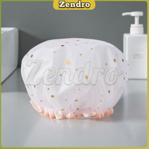 ZEO Double-layer Waterproof Shower Cap Fashion Bathing Caps Star Pattern Bathroom Hair Salon Supplies