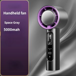 Taoxilife Portable Handheld Fan adjustable for Strong Wind Levels 1-100  LED Display Bladeless Fan 5000mAh Long Battery Life Rechargeable Turbo Mini Fan with LED Lighting suitable for Travel Work Commuting Outdoor Sports