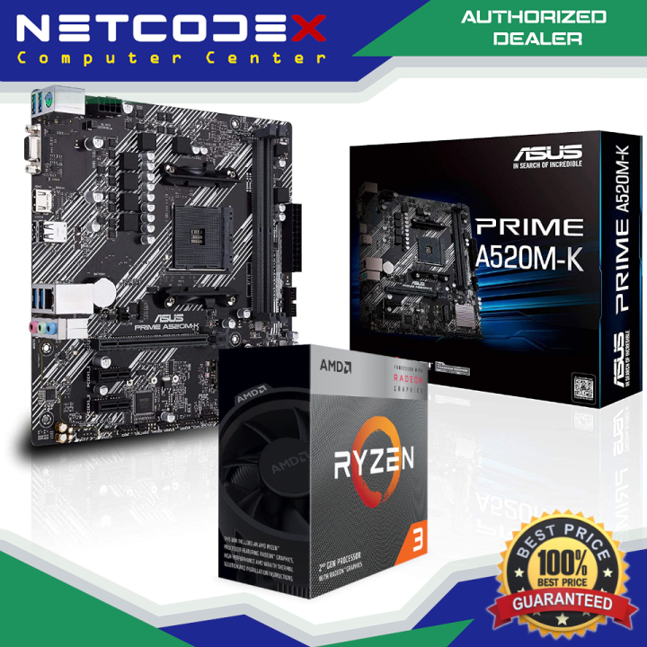 AMD RYZEN 3200G ASUS PRIME A520M-K Motherboard Bundle 4-Core