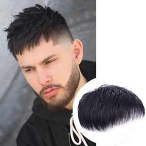 LEKGAVD High Hair Line Male Natural Toupee Replacement Balding Hair-Loss Straight Bangs Durable False Mens Short Wig for Young Men