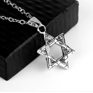 Mens Retro Cross Six-Star Pendant Necklace - Stainless Steel Hip Hop Jewelry Party Anniversary Gift