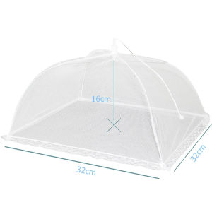 【 In Stock 】Foldable Food Cover Anti-flies White Square Mesh Food Cover Bigger Food Dust Cover Penutup Makanan食物罩子