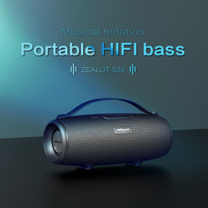 Loa bluetooth chống nước Zealot S34 không dây âm thanh vòm 3D hifi với màng rung cộng hưởng 4 kiểu kết nối pin sạc lithium 1800mA