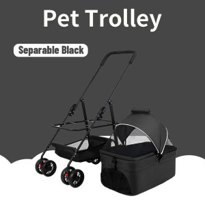 FOLOPETS Pet Stroller Dog Cat Stroller Detachable Carrier 2-in-1 Pets Puppy Water-resistant Cover Collapsible Lightweight With Dinner Plate and Storage Basket