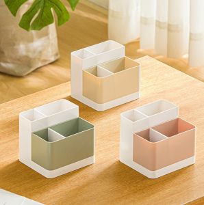 Green Apricot Pink Living Room Desktop Organizer Box with Removable Dividers and Grid Storage Slots