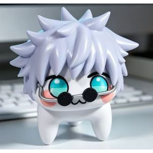 Jujutsu Kaisen Gojo Satoru Squishy Figure Soft PVC Chibi Model With Round Sunglasses Anime Collector Desk Display Ornament Collectible Toy
